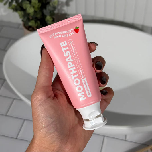 MooGoo Kids toothpaste Strawberries & Cream - Fluoride Free 50g Gentle Kids Toothpaste, Build Healthy Habits