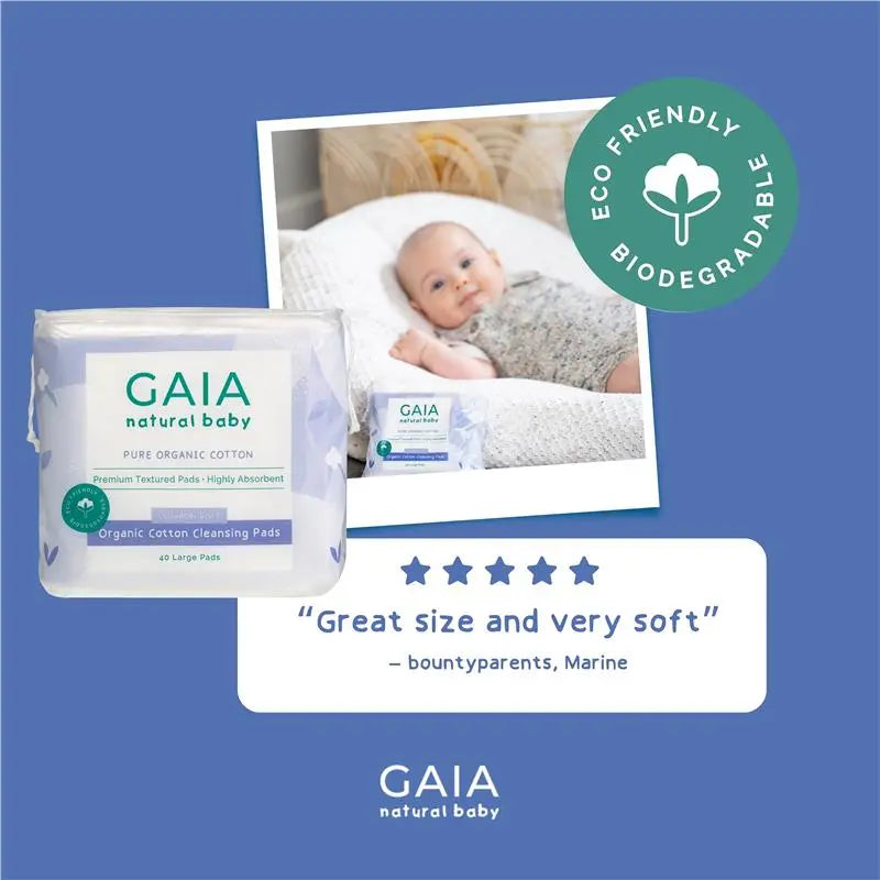 Gaia Natural Baby Organic Cotton Cleansing Pads 40 Pack