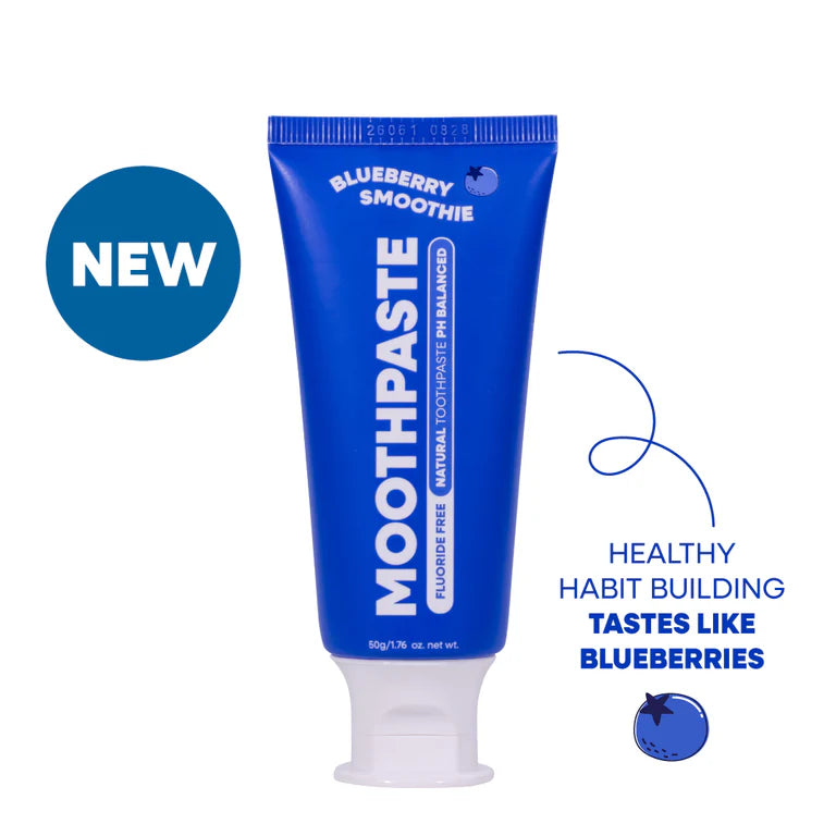 MooGoo Kids Moothpaste Blueberry Smoothie - Fluoride Free 50g  Gentle Kids Toothpaste, Build Healthy Habits