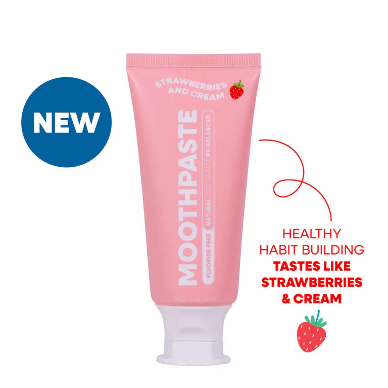 MooGoo Kids toothpaste Strawberries & Cream - Fluoride Free 50g  Gentle Kids Toothpaste, Build Healthy Habits
