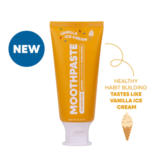 MooGoo Kids Moothpaste Vanilla Ice Cream - Fluoride Free 50g  Gentle Kids Toothpaste, Build Healthy Habits