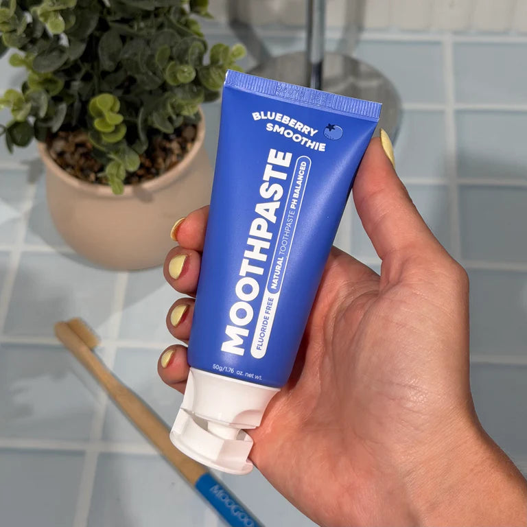MooGoo Kids Moothpaste Blueberry Smoothie - Fluoride Free 50g  Gentle Kids Toothpaste, Build Healthy Habits