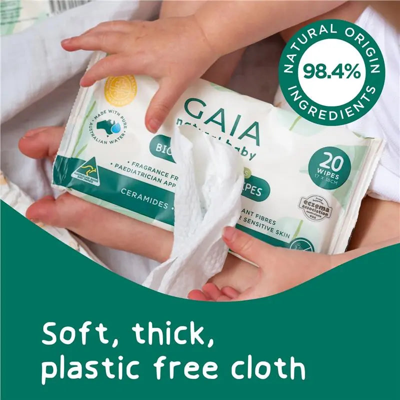 GAIA Biodegradable Water Wipes 20 Pack