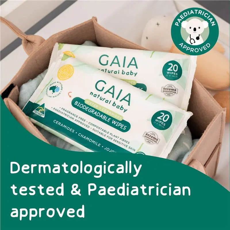 GAIA Biodegradable Water Wipes 20 Pack